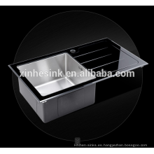 Fregadero de cocina de vidrio templado de acero inoxidable Fregadero de cocina de vidrio templado de acero inoxidable templado de un solo tazón (ZB20)